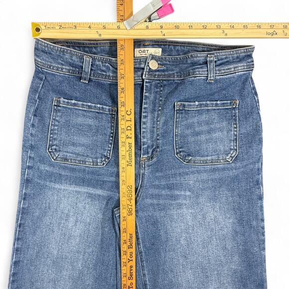 OAT New York Tailored Wide Leg Crop Blue Jeans 12 31 Minimalist Elevated Casual - Picture 9 of 9